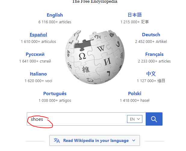 wikipedia search for keyword